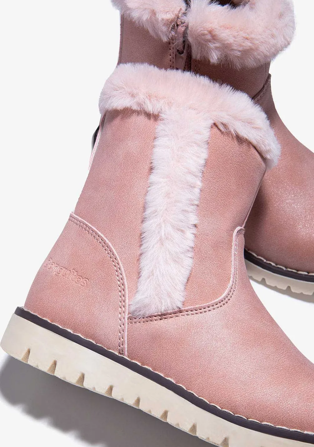 Botas-Conguitos Botas De Pele Rosa De Menina Napa