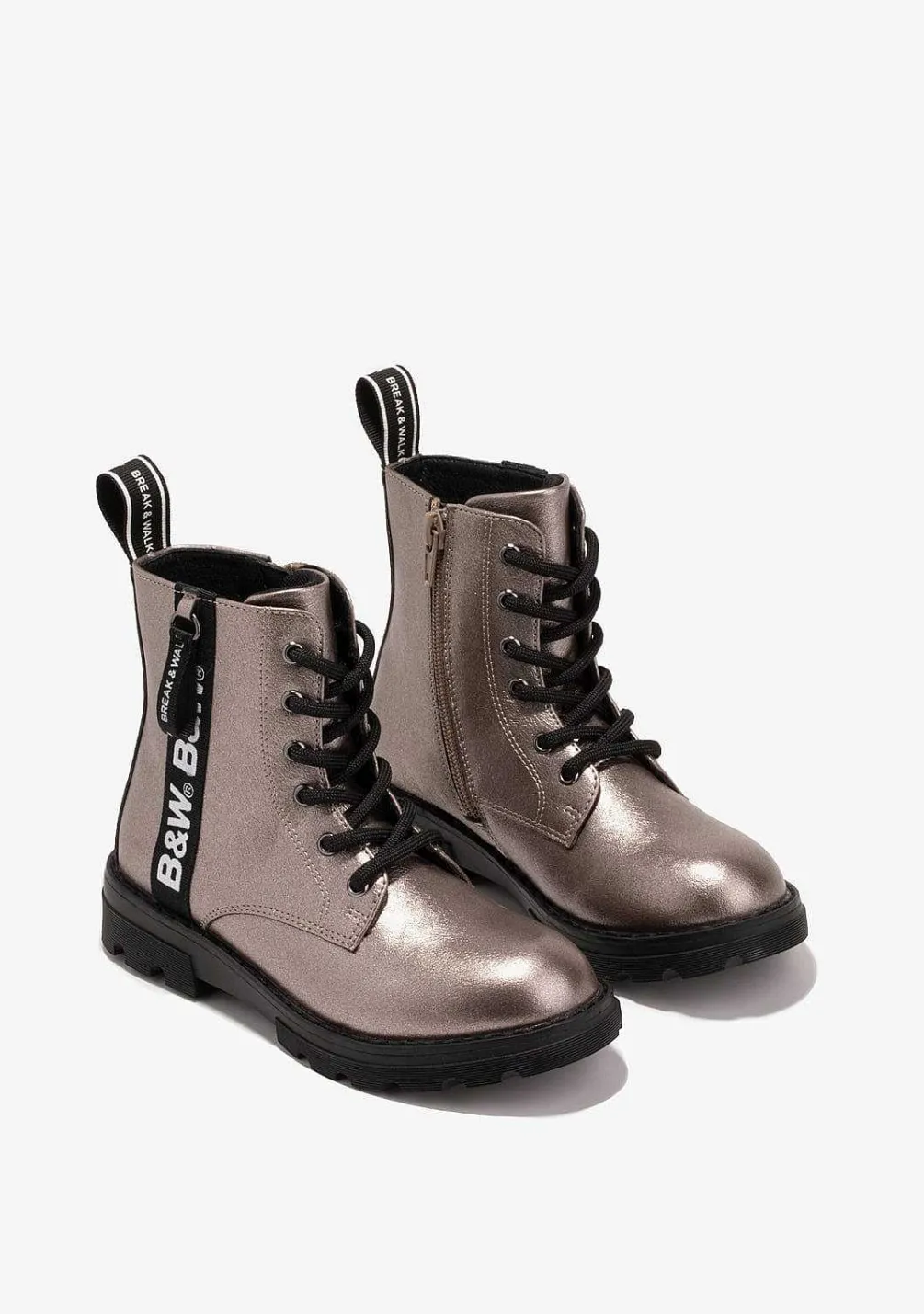 Botas-Conguitos Botas Femininas Com Logotipo Militar Em Preto E Branco