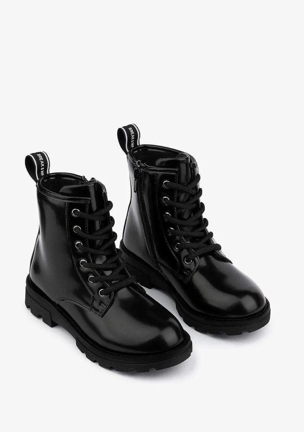 Botas-Conguitos Botas Militares Pretas De Menina P&B
