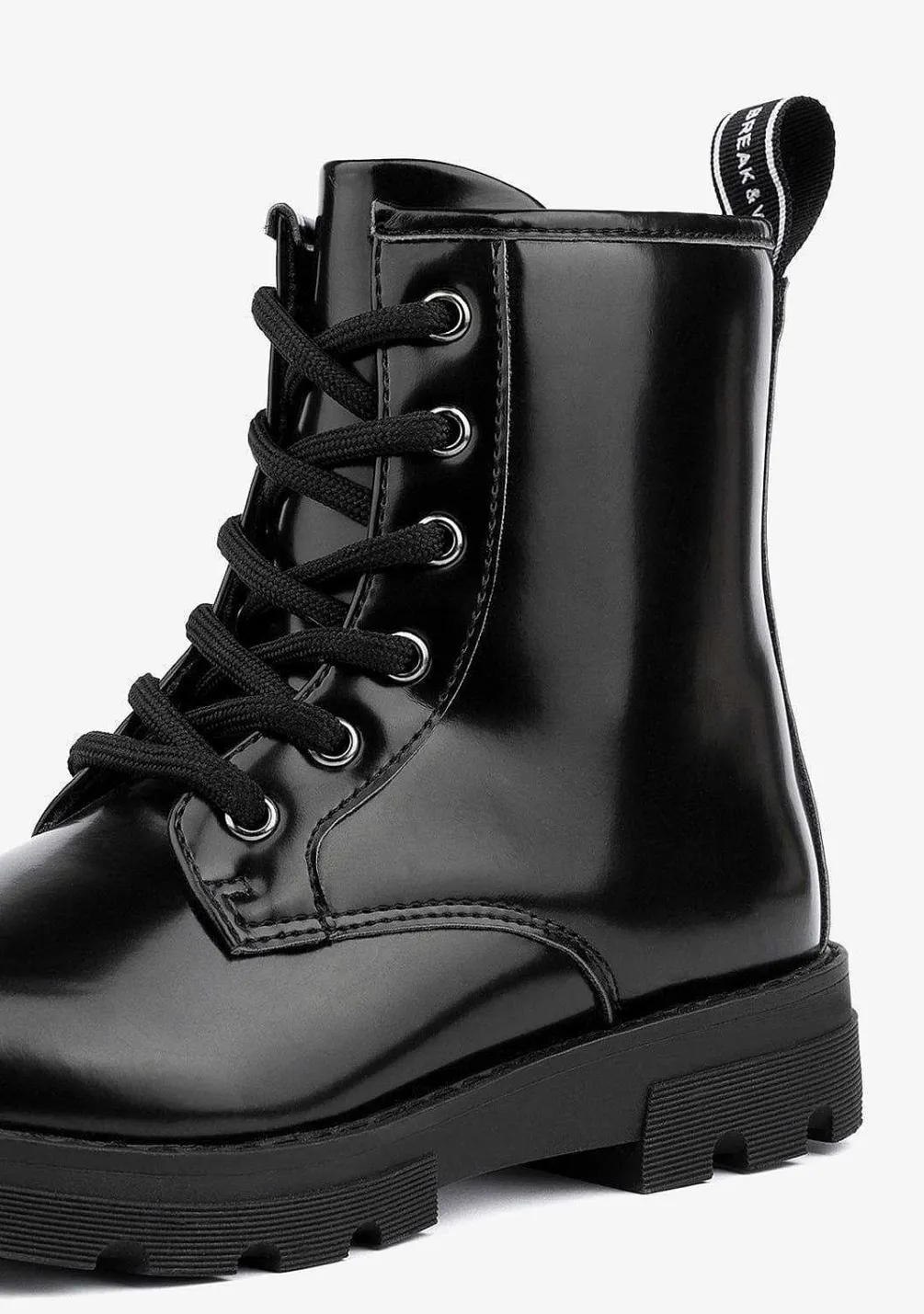 Botas-Conguitos Botas Militares Pretas De Menina P&B