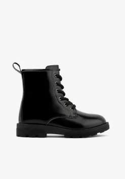 Botas-Conguitos Botas Militares Pretas De Menina P&B