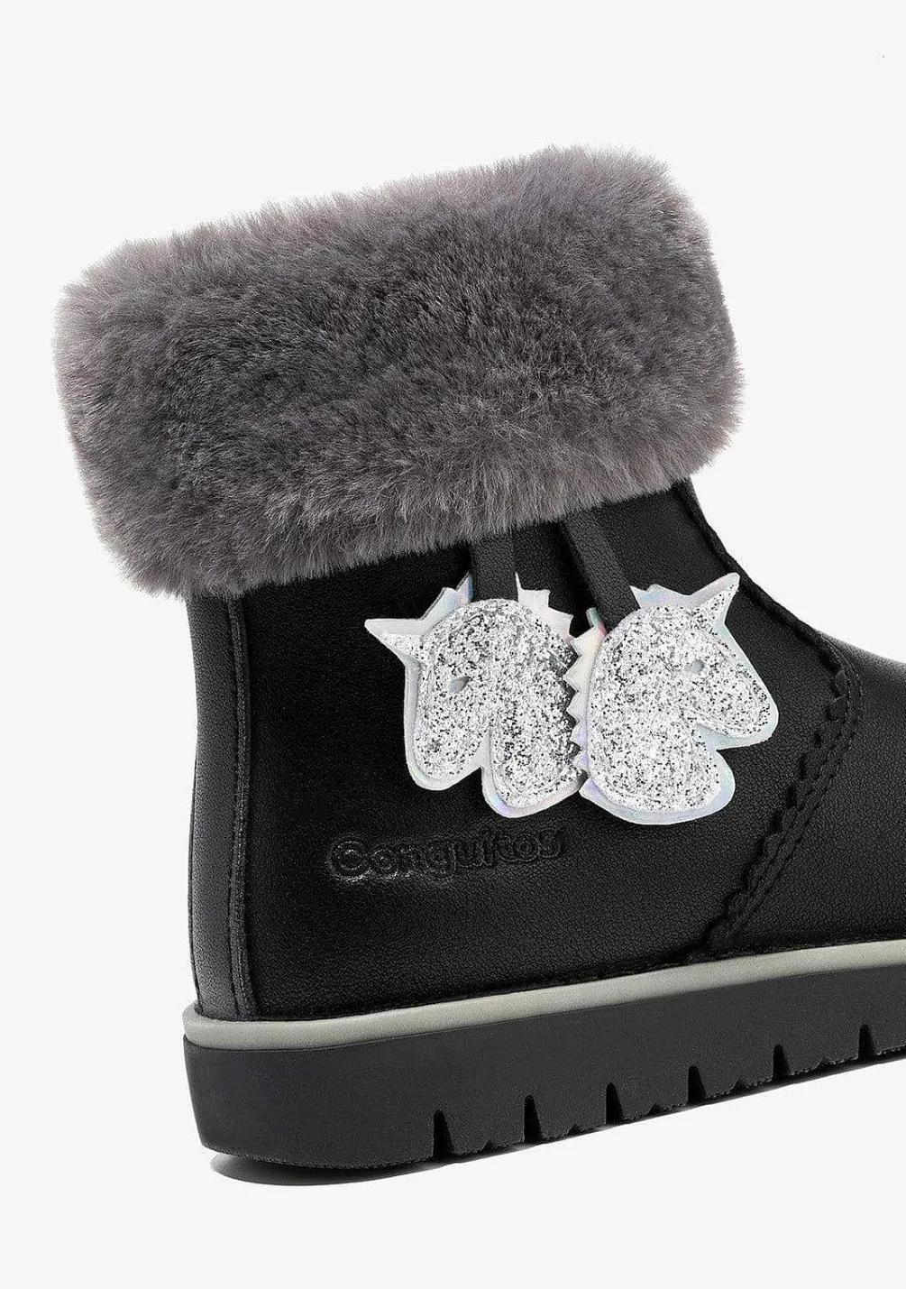 Botas-Conguitos Botas Unicornio Pretas De Menina