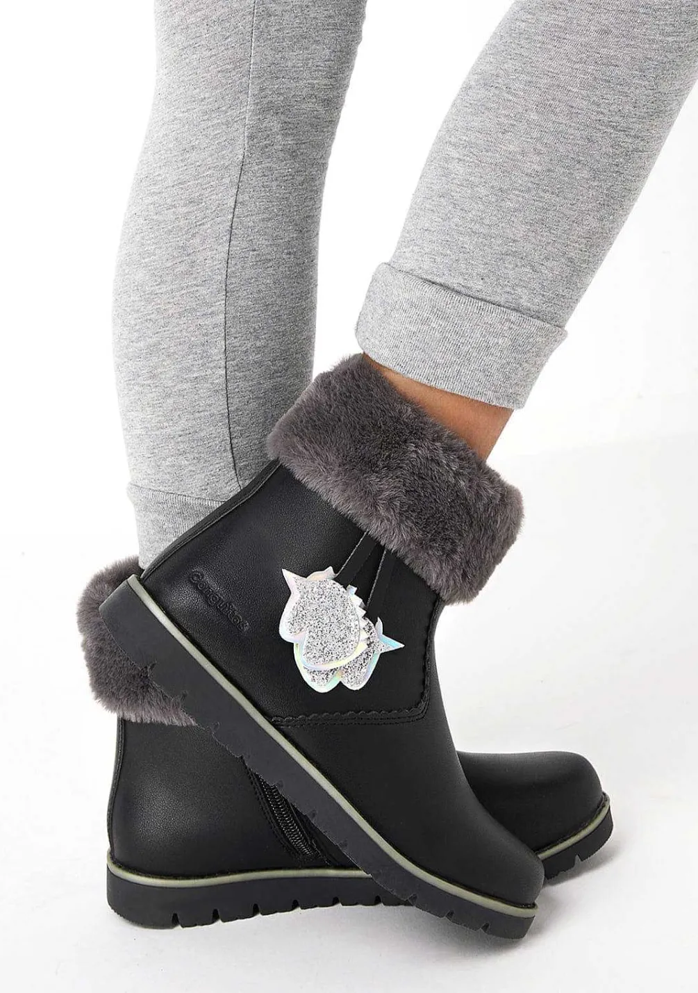 Botas-Conguitos Botas Unicornio Pretas De Menina