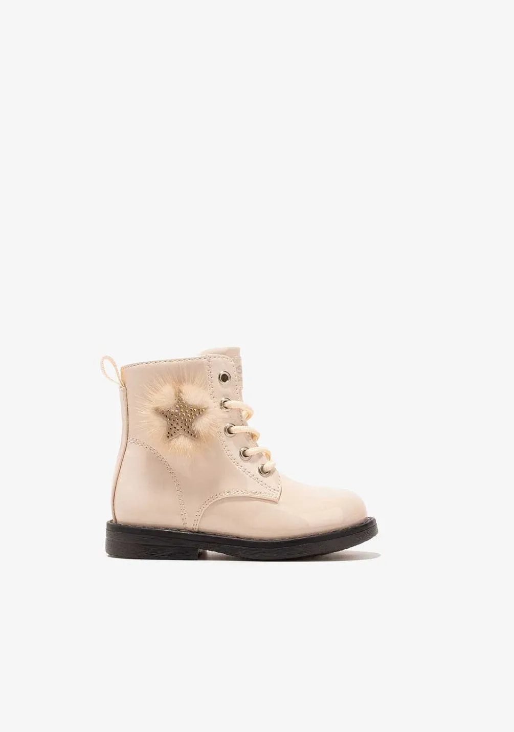 Botas-Conguitos Botins Bebé Com Cordao Pompom Bege