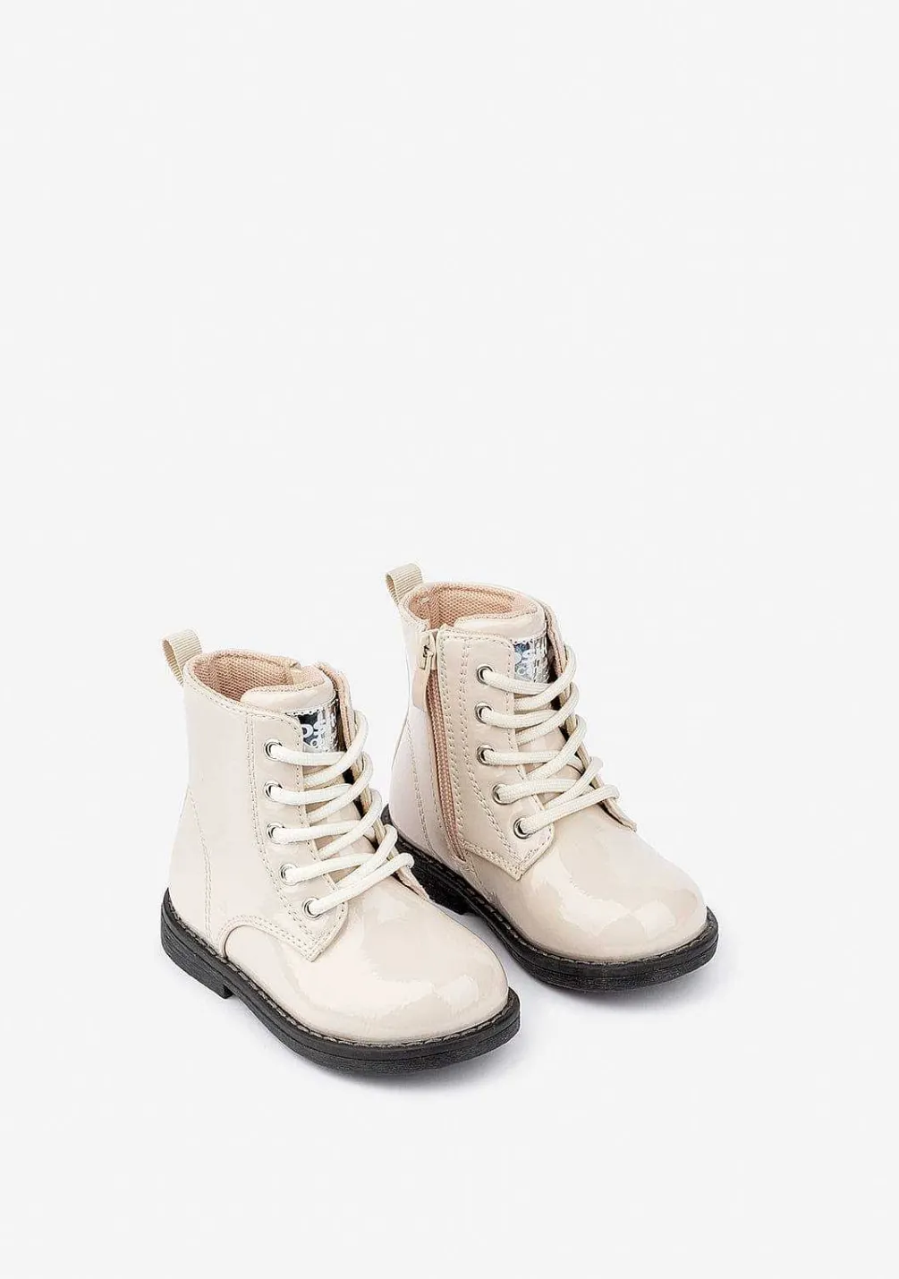 Botas-Conguitos Botins Bebé Envernizados Bege