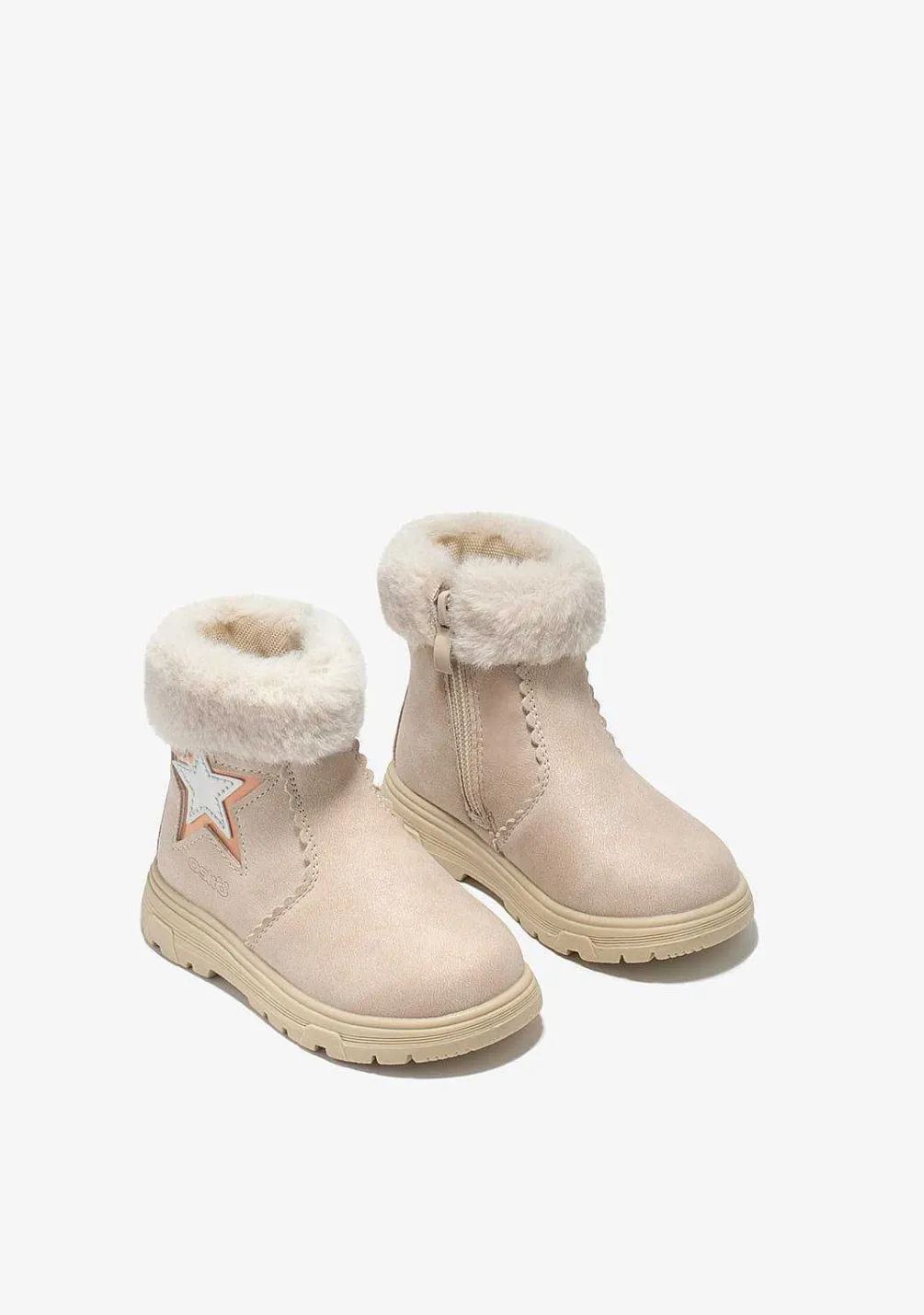 Botas-Conguitos Botins Bebé Pele Estrela Bege