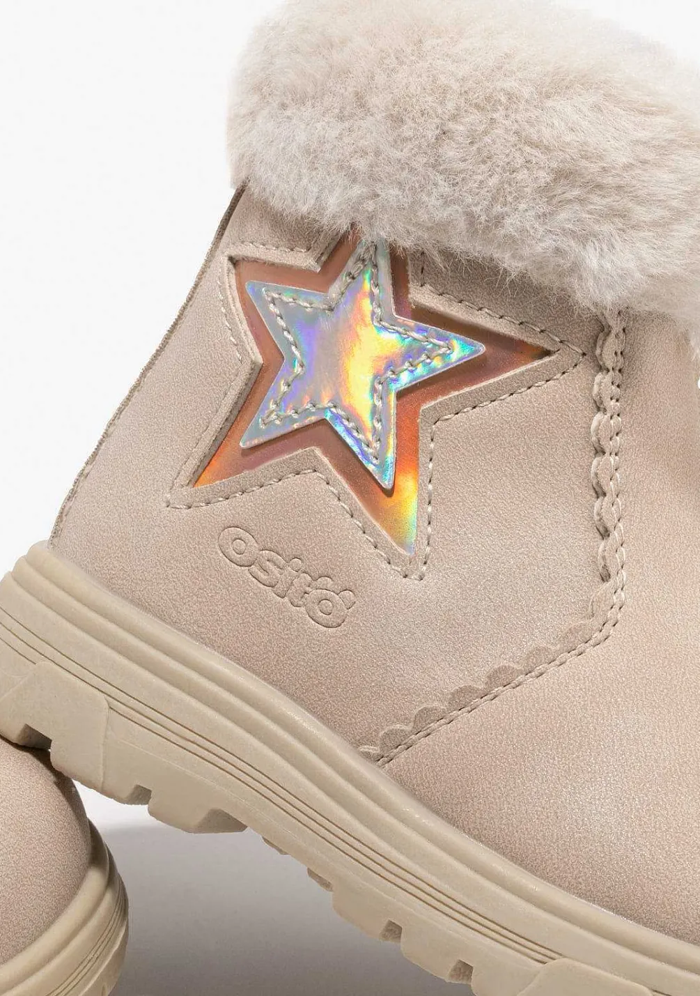 Botas-Conguitos Botins Bebé Pele Estrela Bege
