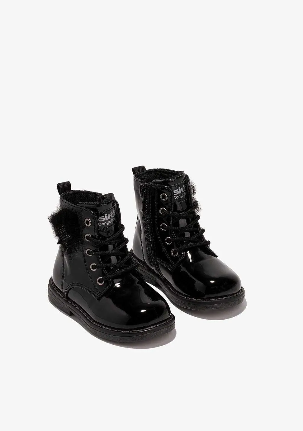 Botas-Conguitos Botins De Bebé Com Cordao Pompom Preto