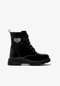 Botas-Conguitos Botins De Menina Com Cordao Pompom Preto