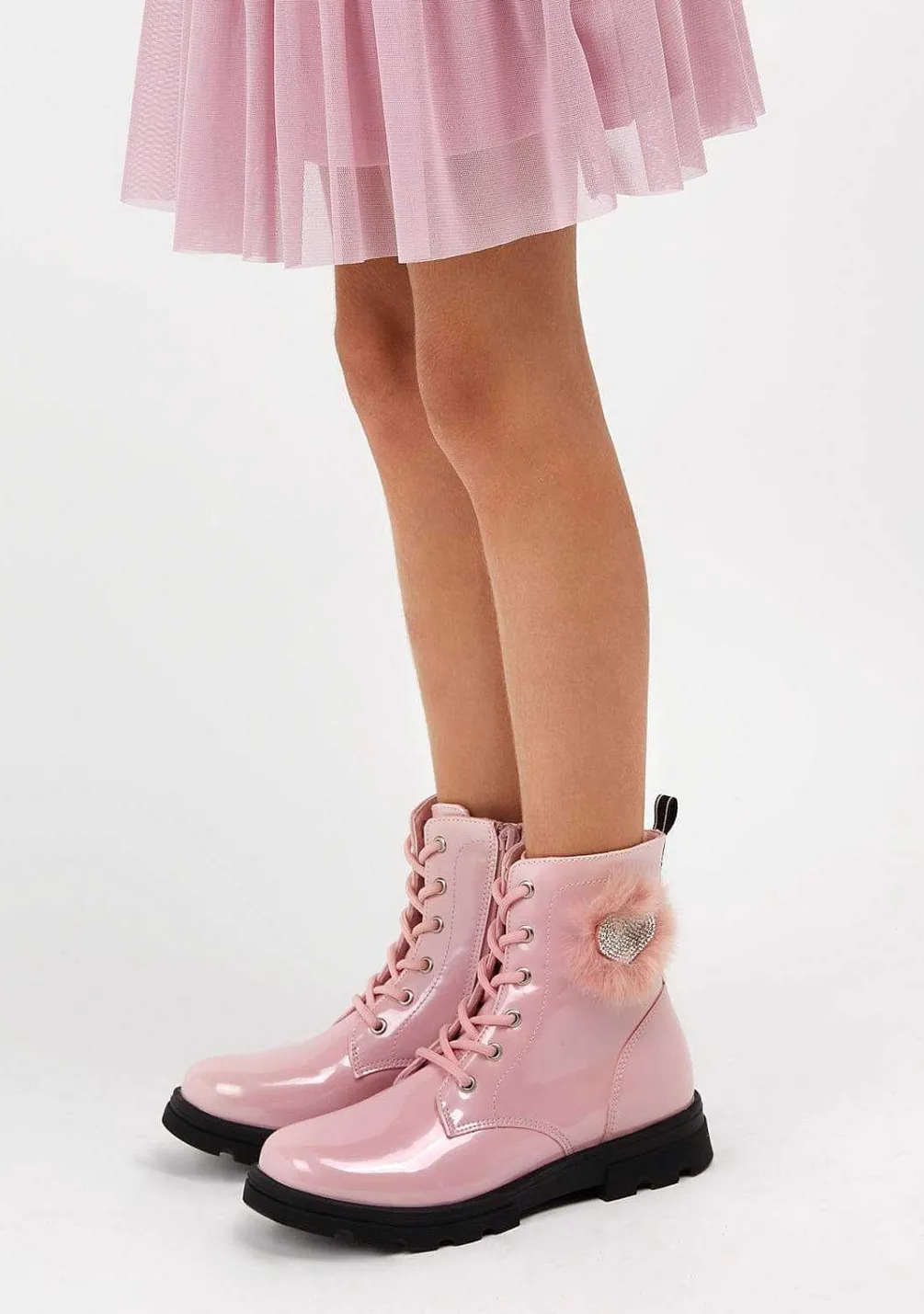 Botas-Conguitos Botins Femininos Com Cordao Pompom Rosa