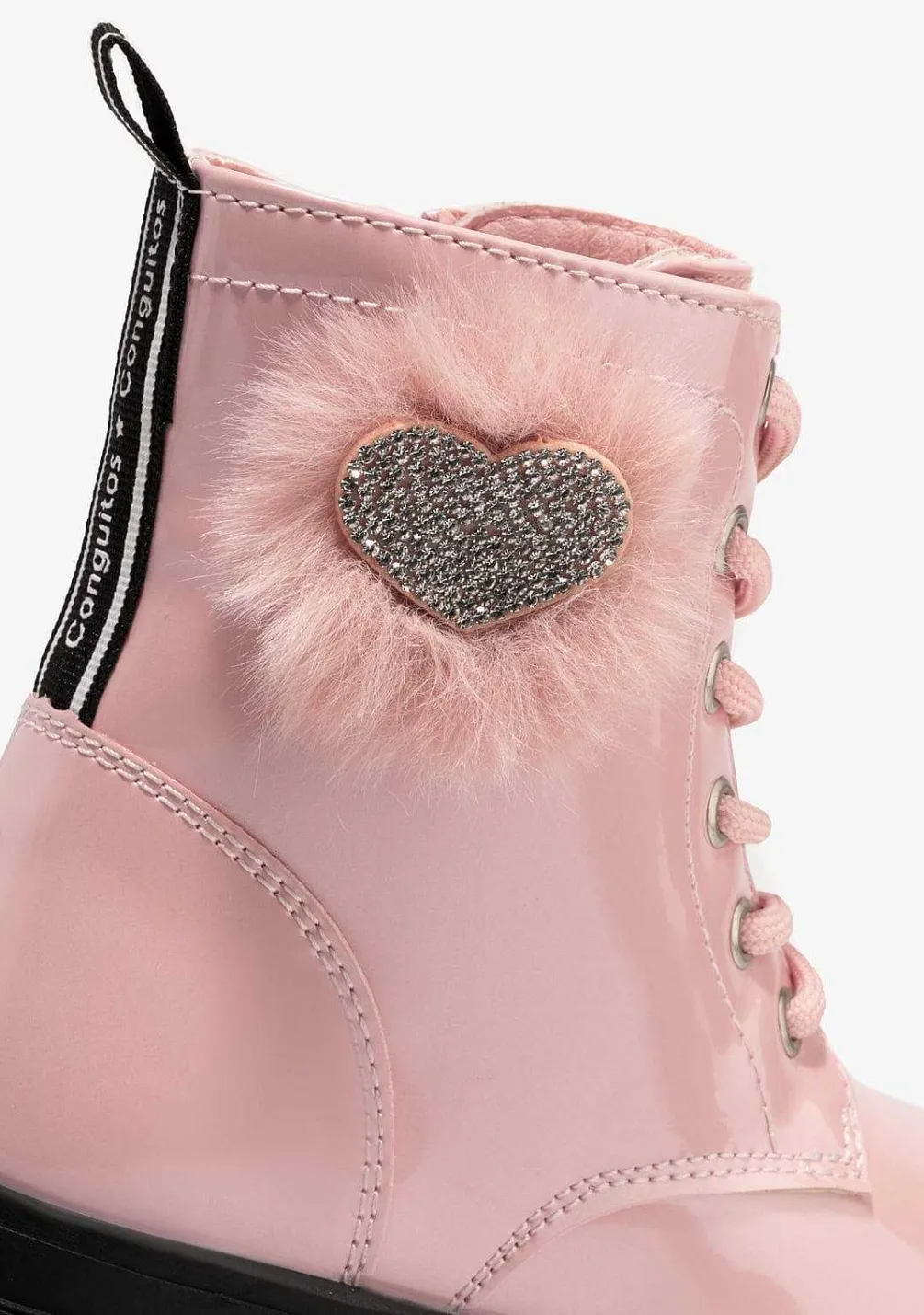 Botas-Conguitos Botins Femininos Com Cordao Pompom Rosa