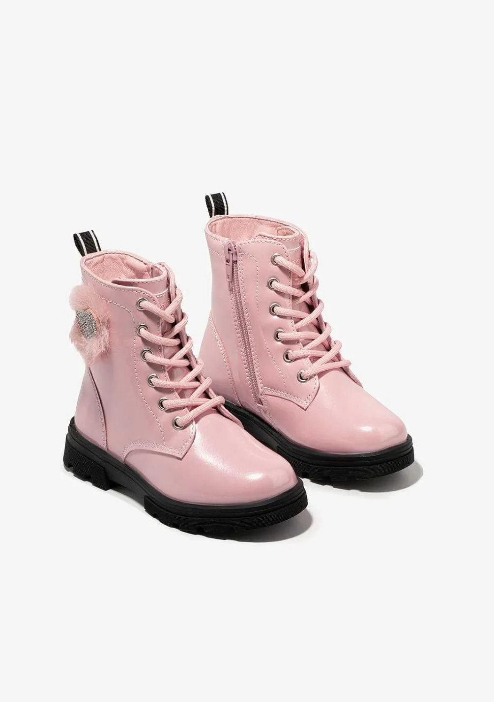 Botas-Conguitos Botins Femininos Com Cordao Pompom Rosa