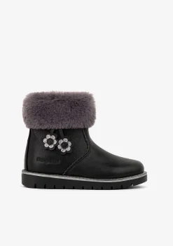 Botas-Conguitos Botins Pretos De Menina Napa