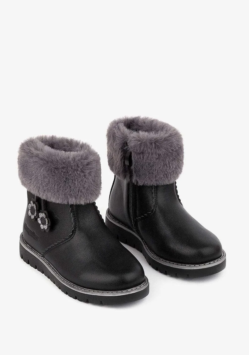 Botas-Conguitos Botins Pretos De Menina Napa