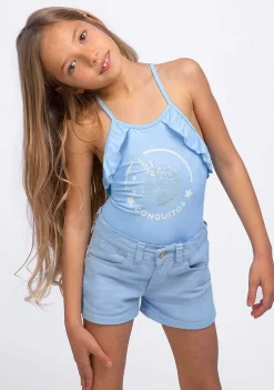 Roupas De Menina-Conguitos Calcoes Azul Claro De Menina