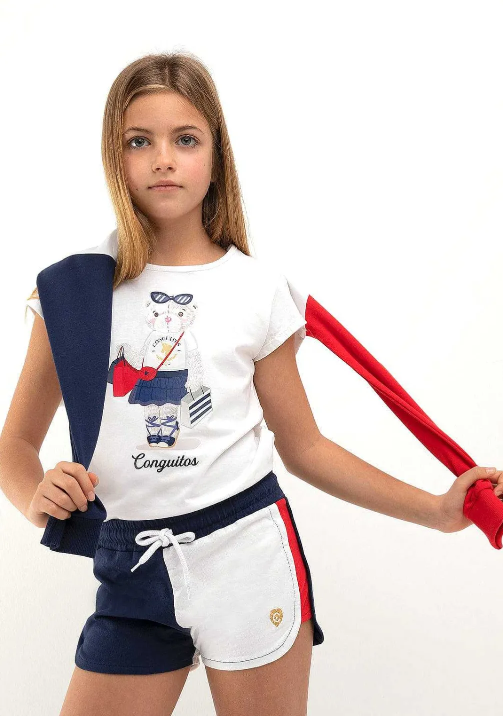 Roupas De Menina-Conguitos Calcoes Esportivos Azul Marinho