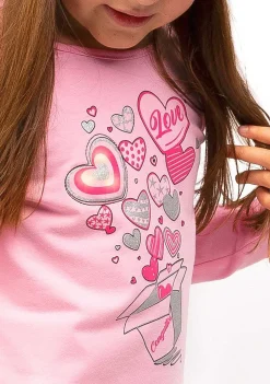 Camisetas De Manga Comprida-Conguitos Camisa Box Feminina Rosa Com Luzes
