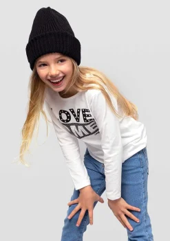 Camisetas De Manga Comprida-Conguitos Camisa Branca De Menina "Love Me" Com Luzes