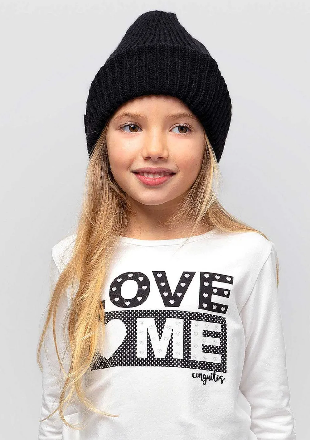 Camisetas De Manga Comprida-Conguitos Camisa Branca De Menina "Love Me" Com Luzes