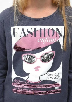 Camisetas De Manga Comprida-Conguitos Camisa Cinza Moda Menina