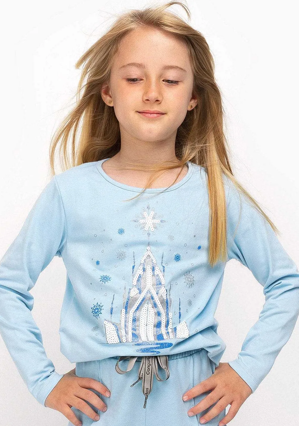 Camisetas De Manga Comprida-Conguitos Camisa Fantasia Azulada De Menina