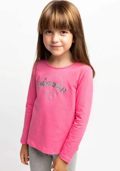 Camisetas De Manga Comprida-Conguitos Camisa Feminina Unicornio Love Fucsia