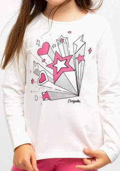 Camisetas De Manga Comprida-Conguitos Camisa Power Branca Feminina