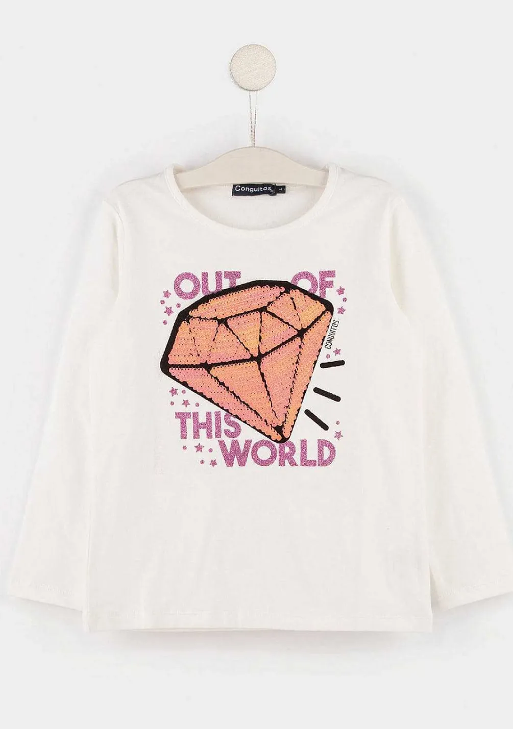 Camisetas De Manga Comprida-Conguitos Camisa Reversivel De Lantejoulas "Diamante" Para Menina