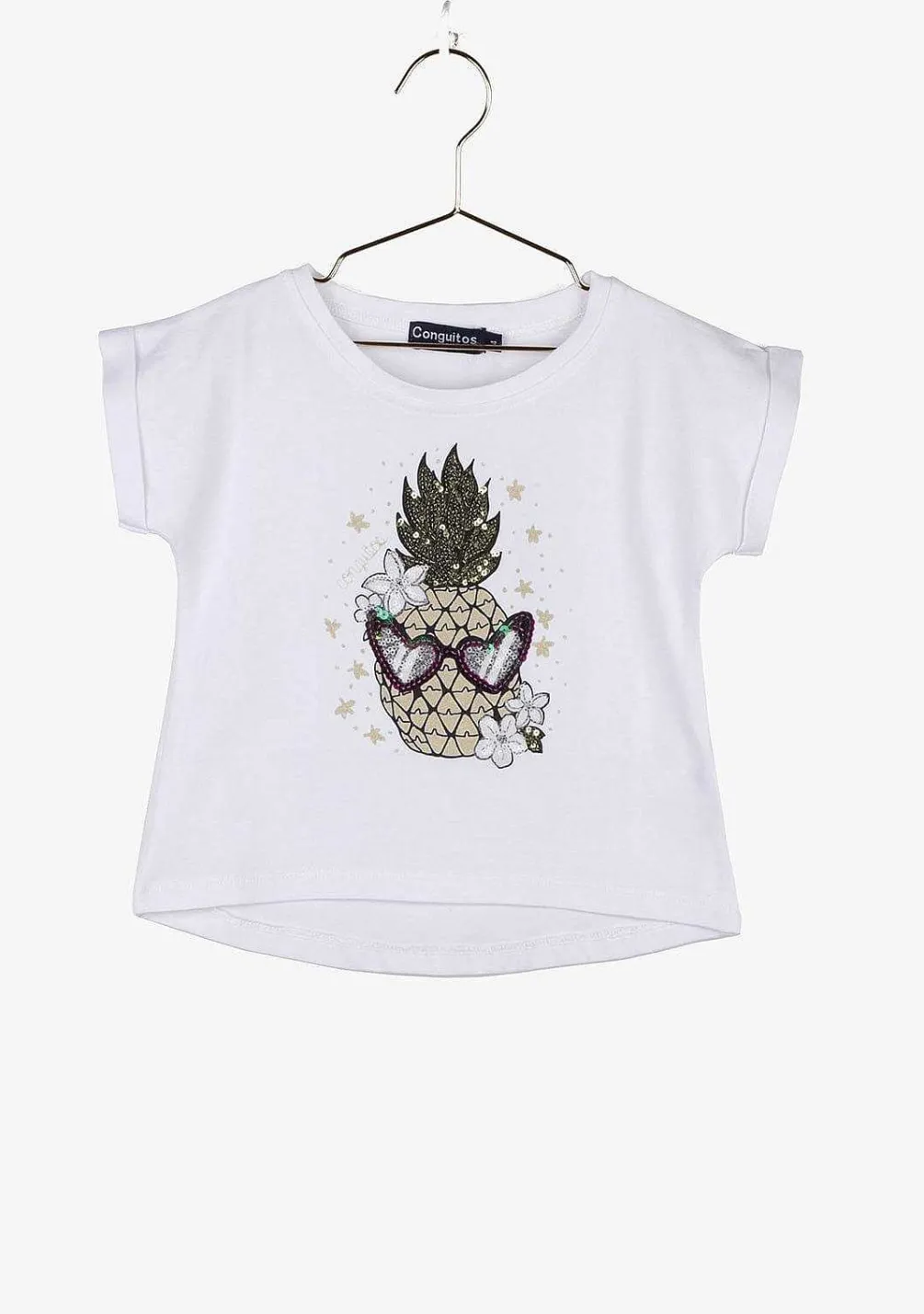 Camisetas-Conguitos Camiseta "Abacaxi" Que Brilha No Escuro Para Meninas