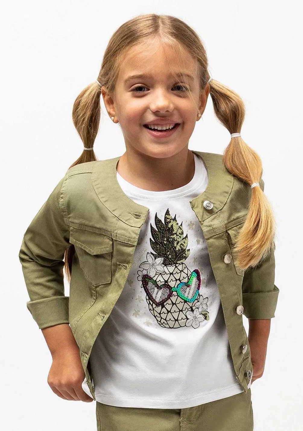 Camisetas-Conguitos Camiseta "Abacaxi" Que Brilha No Escuro Para Meninas