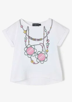 Camisetas-Conguitos Camiseta Colar Glitter Branco Menina