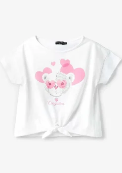 Roupas De Menina-Conguitos Camiseta Coracoes De Urso Branco