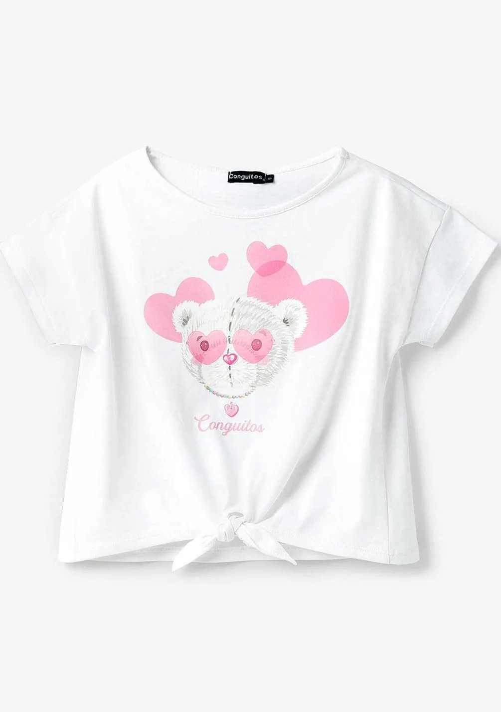 Roupas De Menina-Conguitos Camiseta Coracoes De Urso Branco