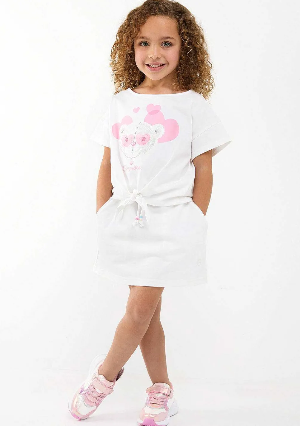 Roupas De Menina-Conguitos Camiseta Coracoes De Urso Branco