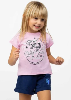 Camisetas-Conguitos Camiseta Feminina Com Lantejoulas E Rolo Rosa