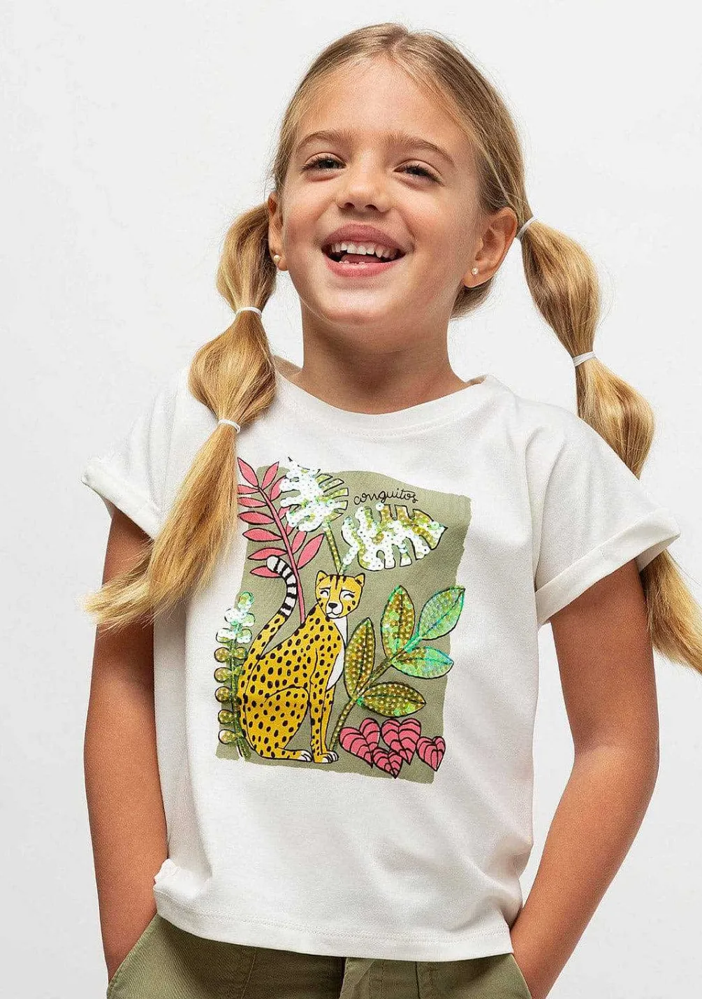 Camisetas-Conguitos Camiseta Feminina Com Lantejoulas "Jungle"