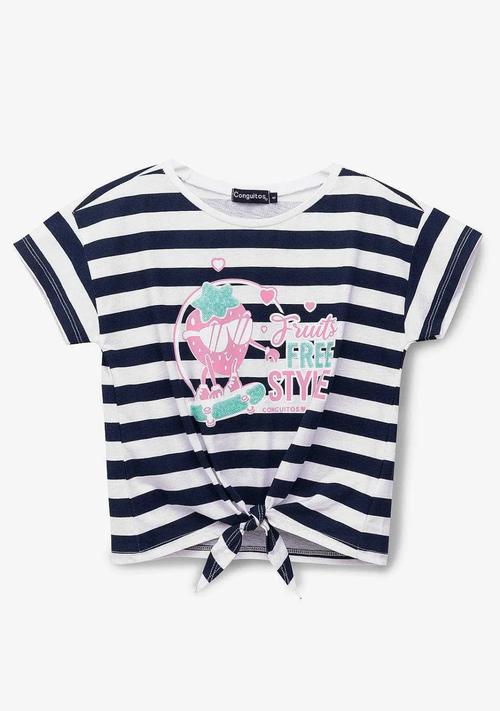 Camisetas-Conguitos Camiseta Feminina Com Listras E No Com Estampa De Morango