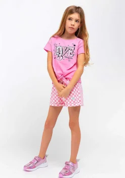 Camisetas-Conguitos Camiseta Feminina Rosa Com Estampa De Amor