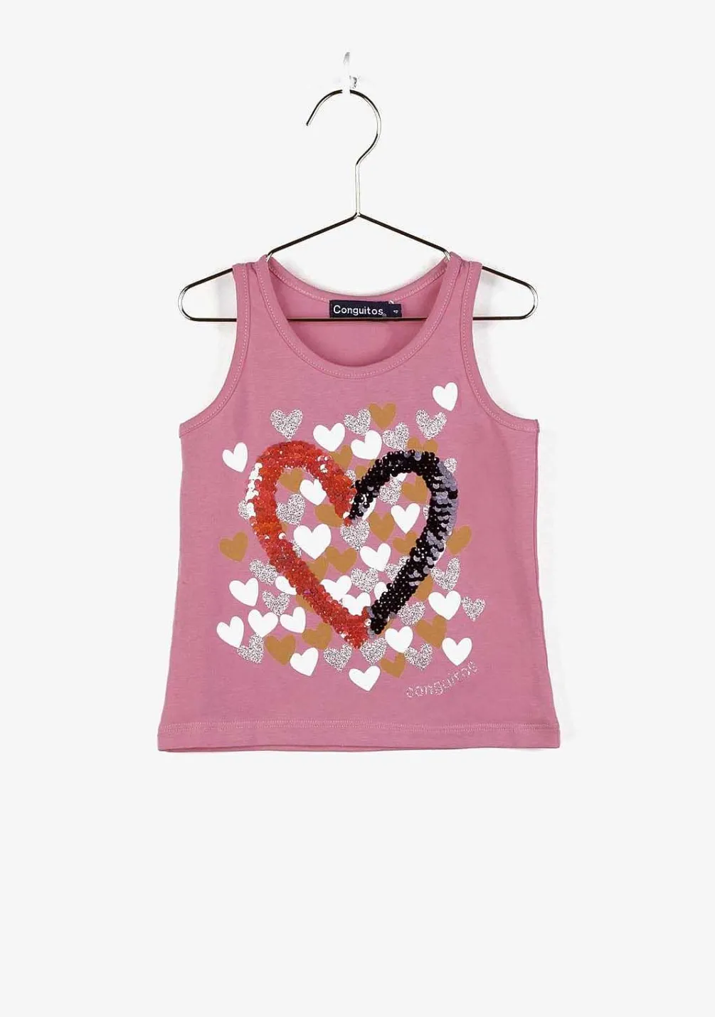 Camisetas-Conguitos Camiseta Rosa "Coracoes" Para Menina