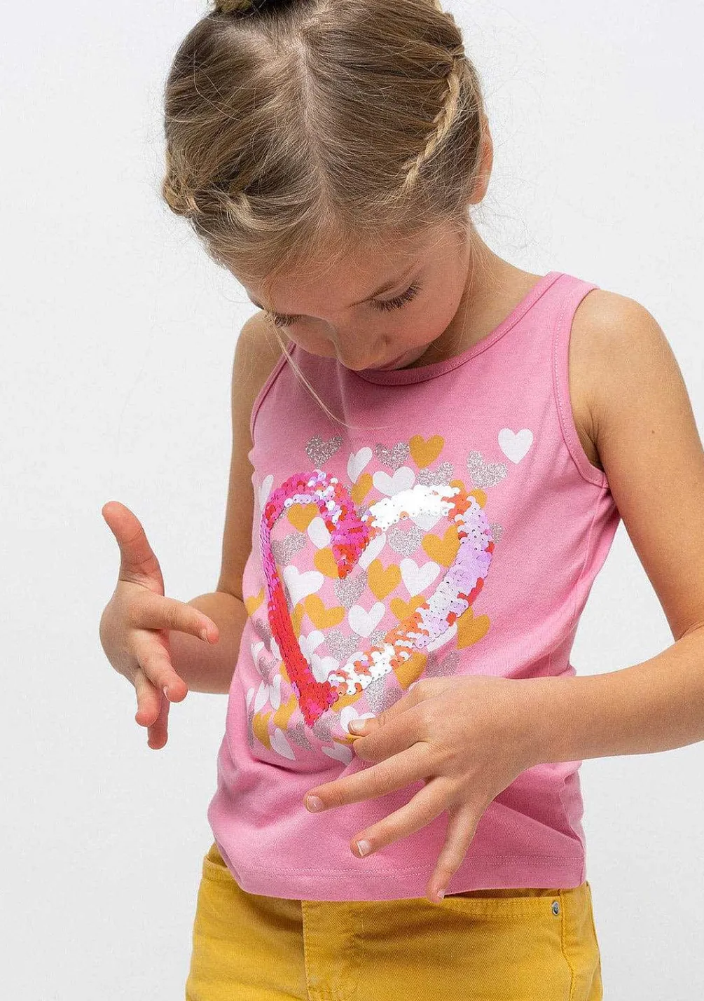 Camisetas-Conguitos Camiseta Rosa "Coracoes" Para Menina