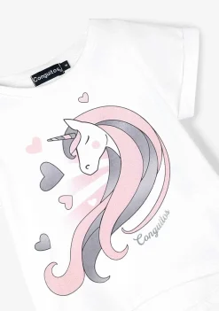 Roupas De Menina-Conguitos Camiseta Unicornio Branco