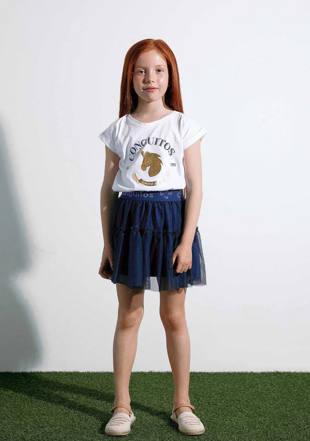 Roupas De Menina-Conguitos Camiseta Unicornio Dourada