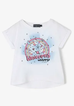 Camisetas-Conguitos Camiseta Unicornio Solar Reativa Feminina Estampa Branca