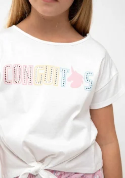 Roupas De Menina-Conguitos Camiseta Unicornio Strass Branco