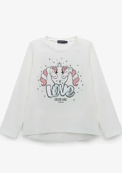Camisetas De Manga Comprida-Conguitos Camiseta Unicornios Brancos Para Menina