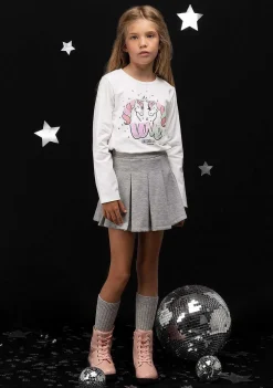 Camisetas De Manga Comprida-Conguitos Camiseta Unicornios Brancos Para Menina