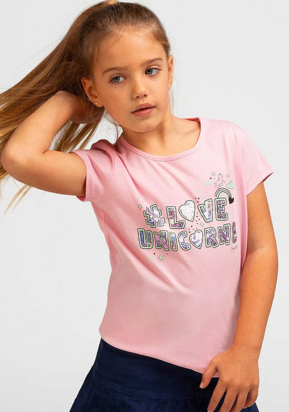 Camisetas-Conguitos Camiseta Unicornios Rosa Amor Para Menina
