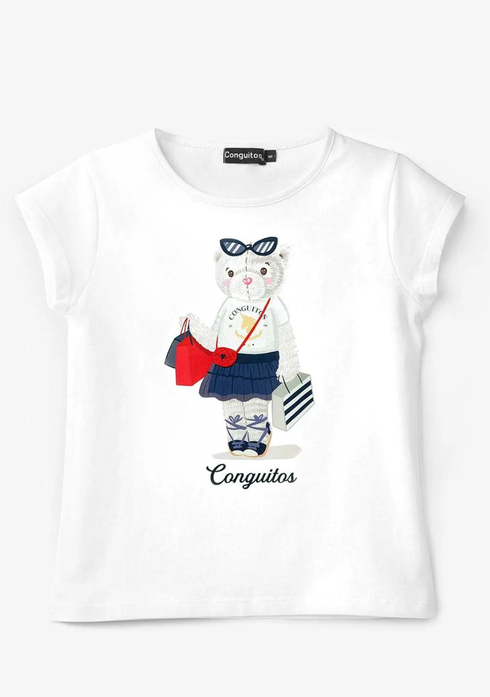 Roupas De Menina-Conguitos Camiseta Urso Branco