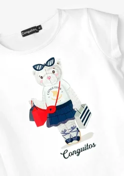Roupas De Menina-Conguitos Camiseta Urso Branco