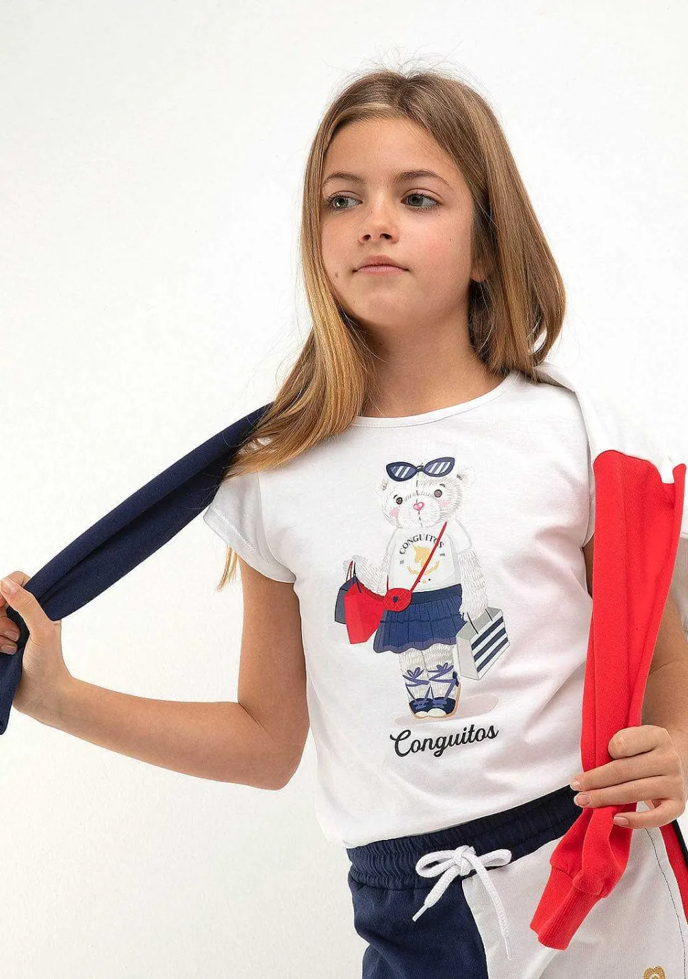 Roupas De Menina-Conguitos Camiseta Urso Branco